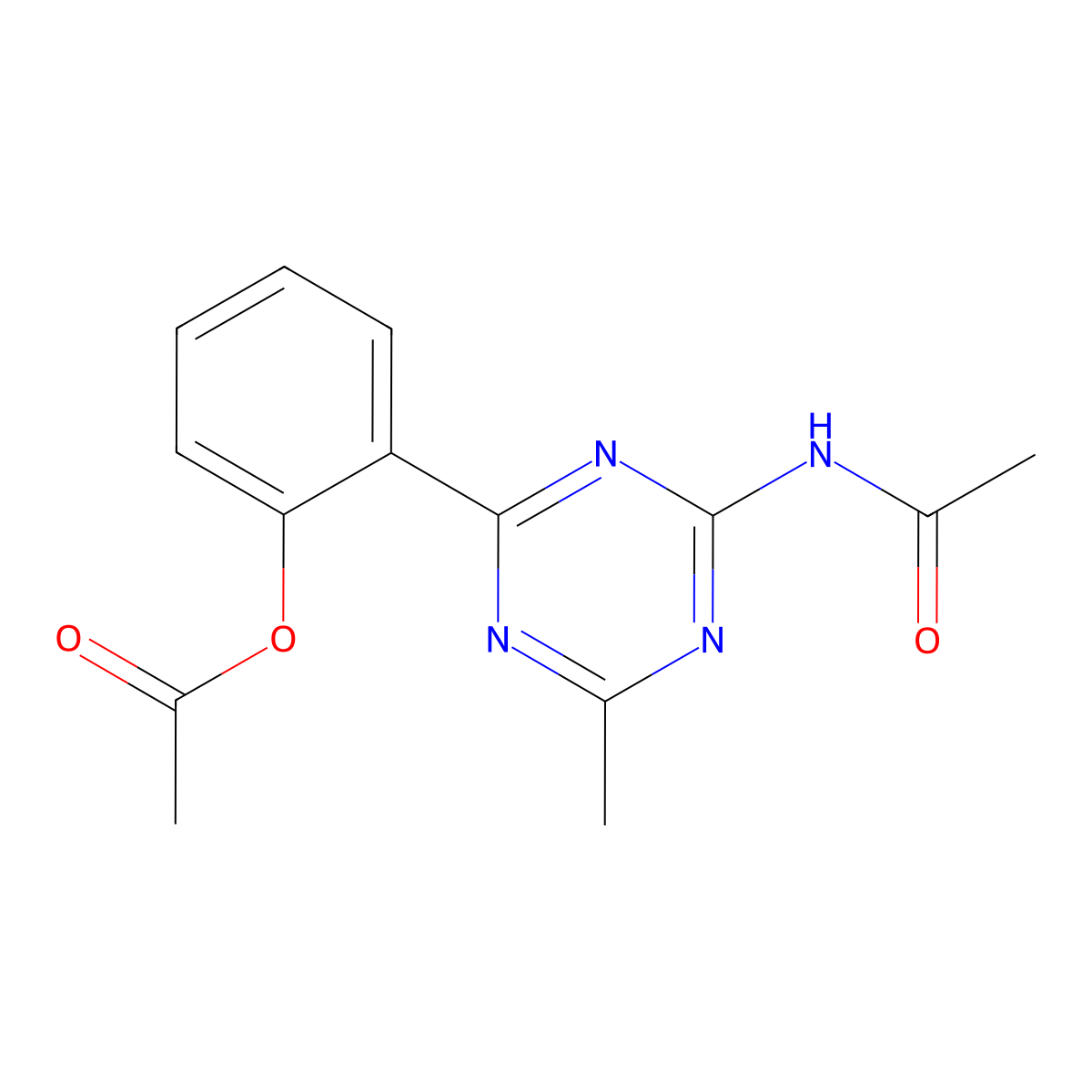 Acetic acid 2-(4-acetylamino-6-methyl-(1,3,5)triazin-2-YL)-phenyl ester molecular structure, CAS 146998-65-4