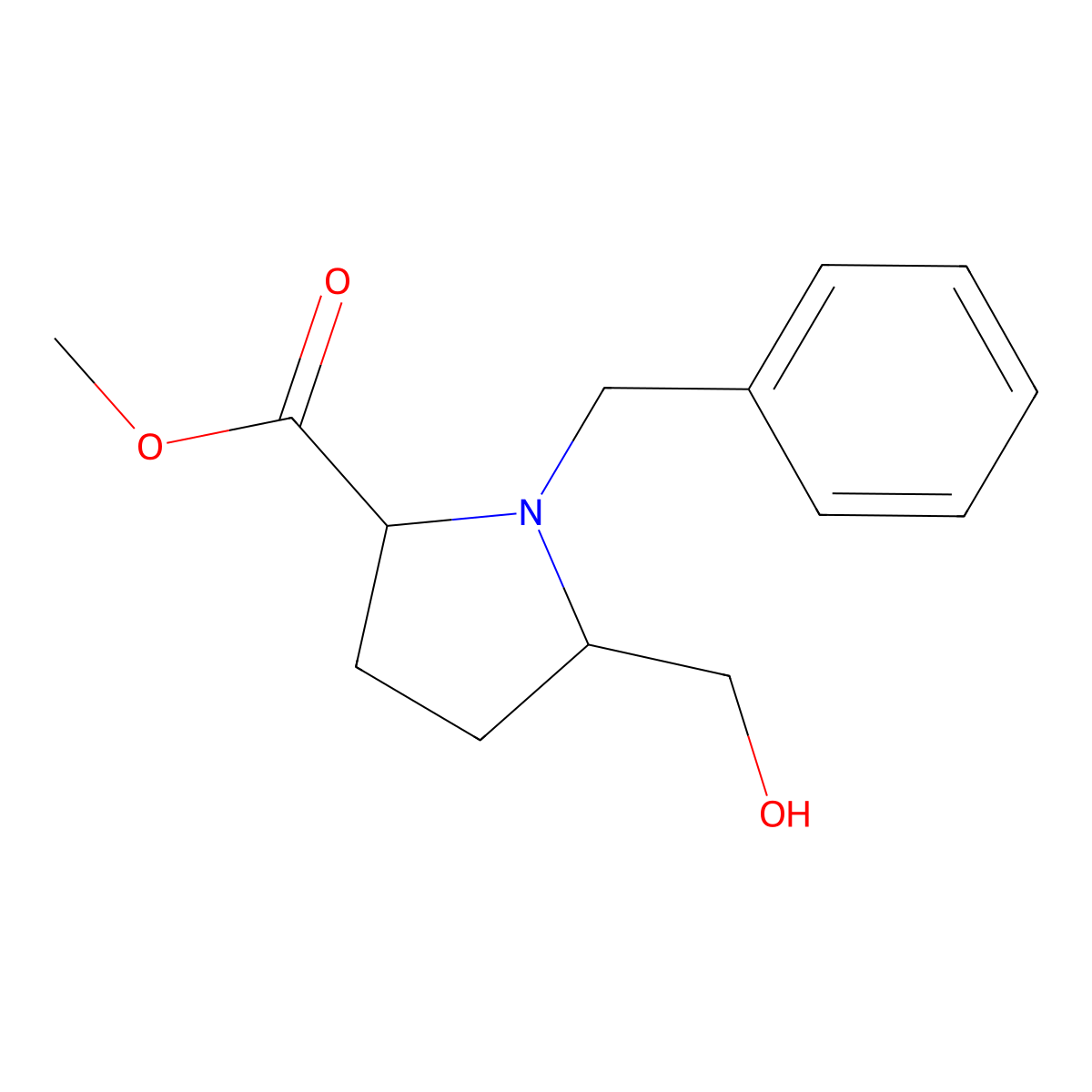 Methyl 1-benzyl-5-(hydroxymethyl)pyrrolidine-2-carboxylate molecular structure, CAS 1469983-62-7