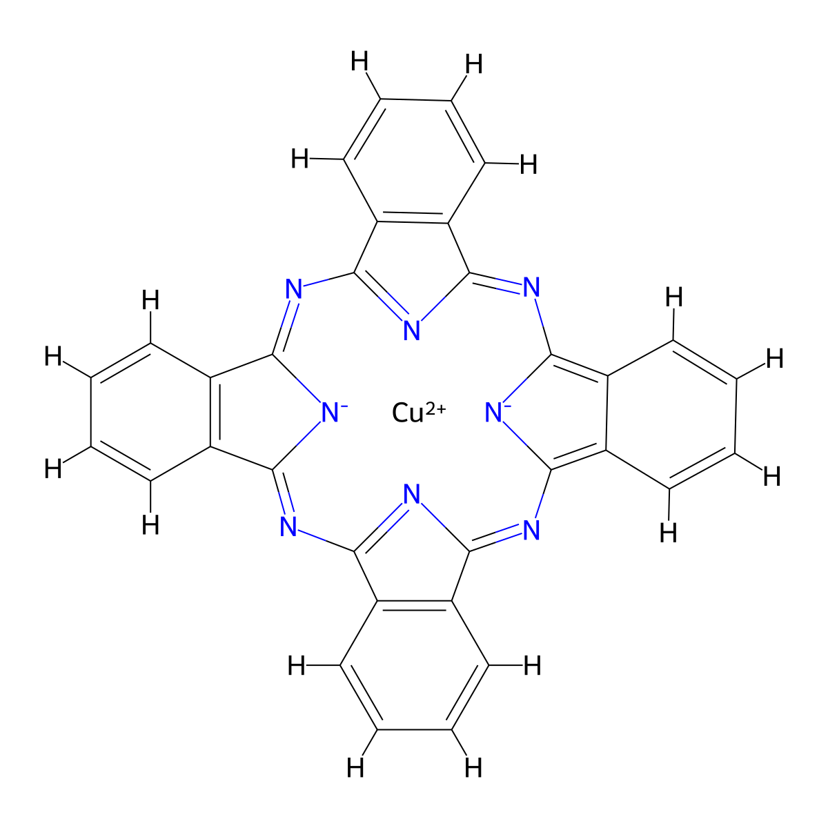Copper phthalocyanine molecular structure, CAS 147-14-8