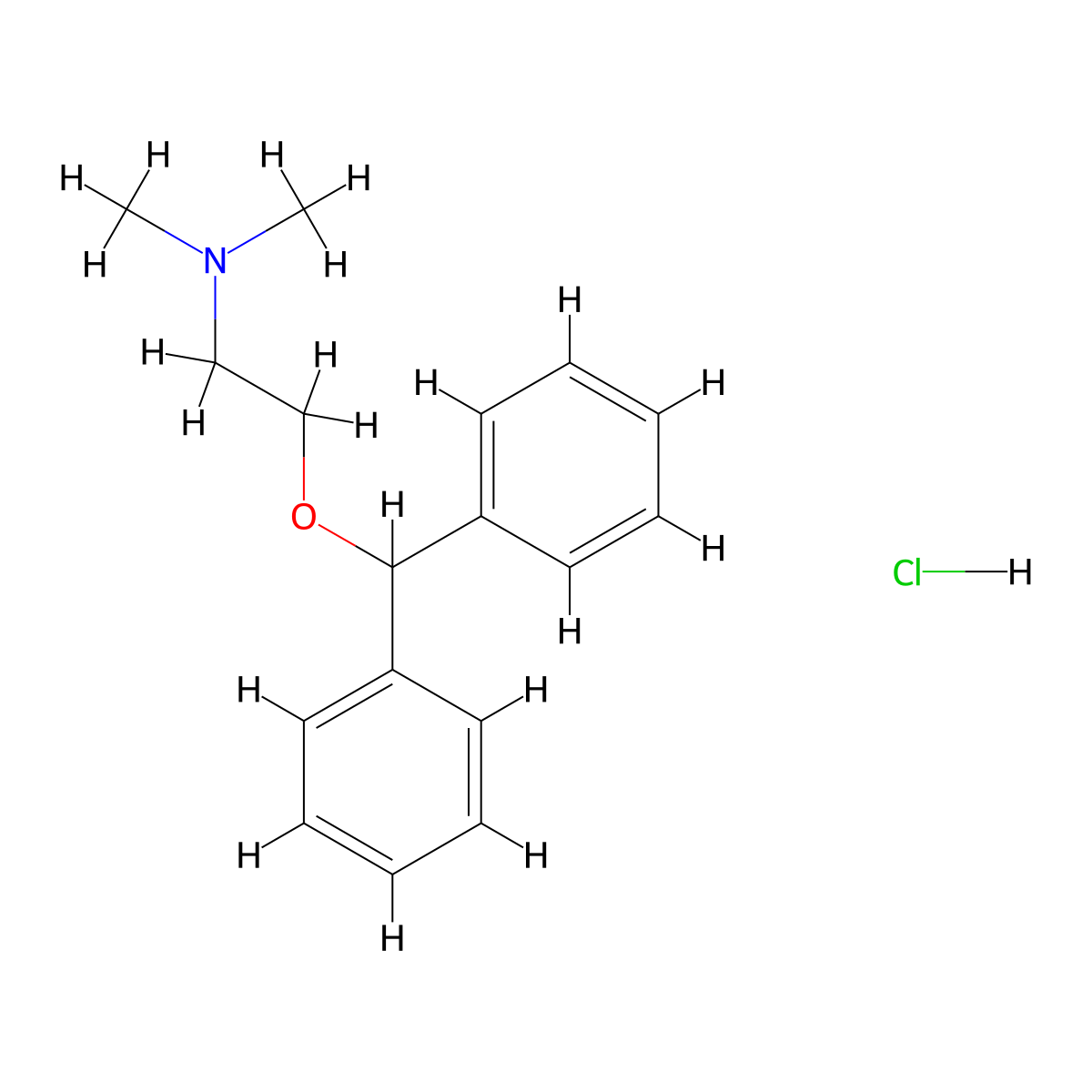 Diphenhydramine Hydrochloride molecular structure, CAS 147-24-0