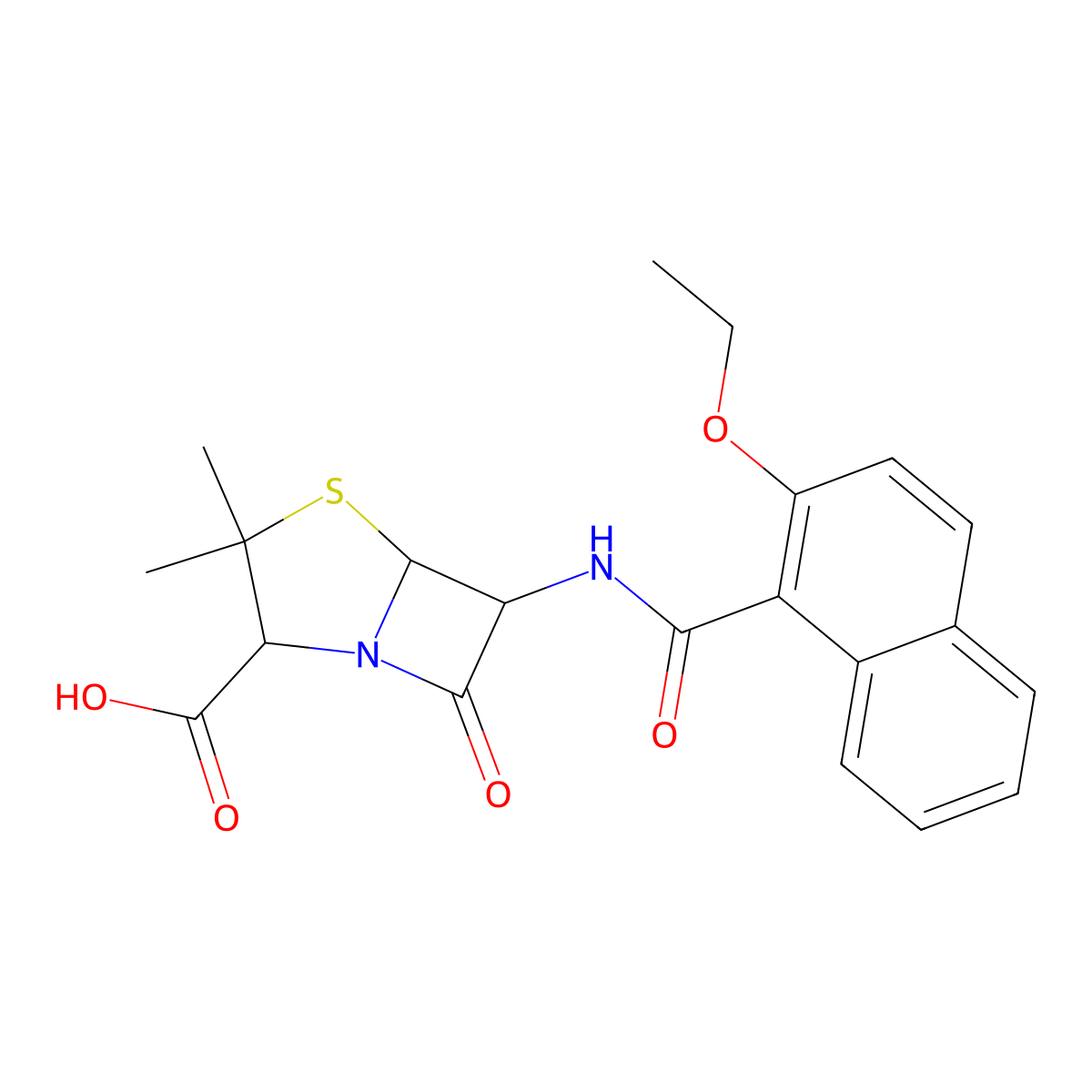 Nafcillin molecular structure, CAS 147-52-4