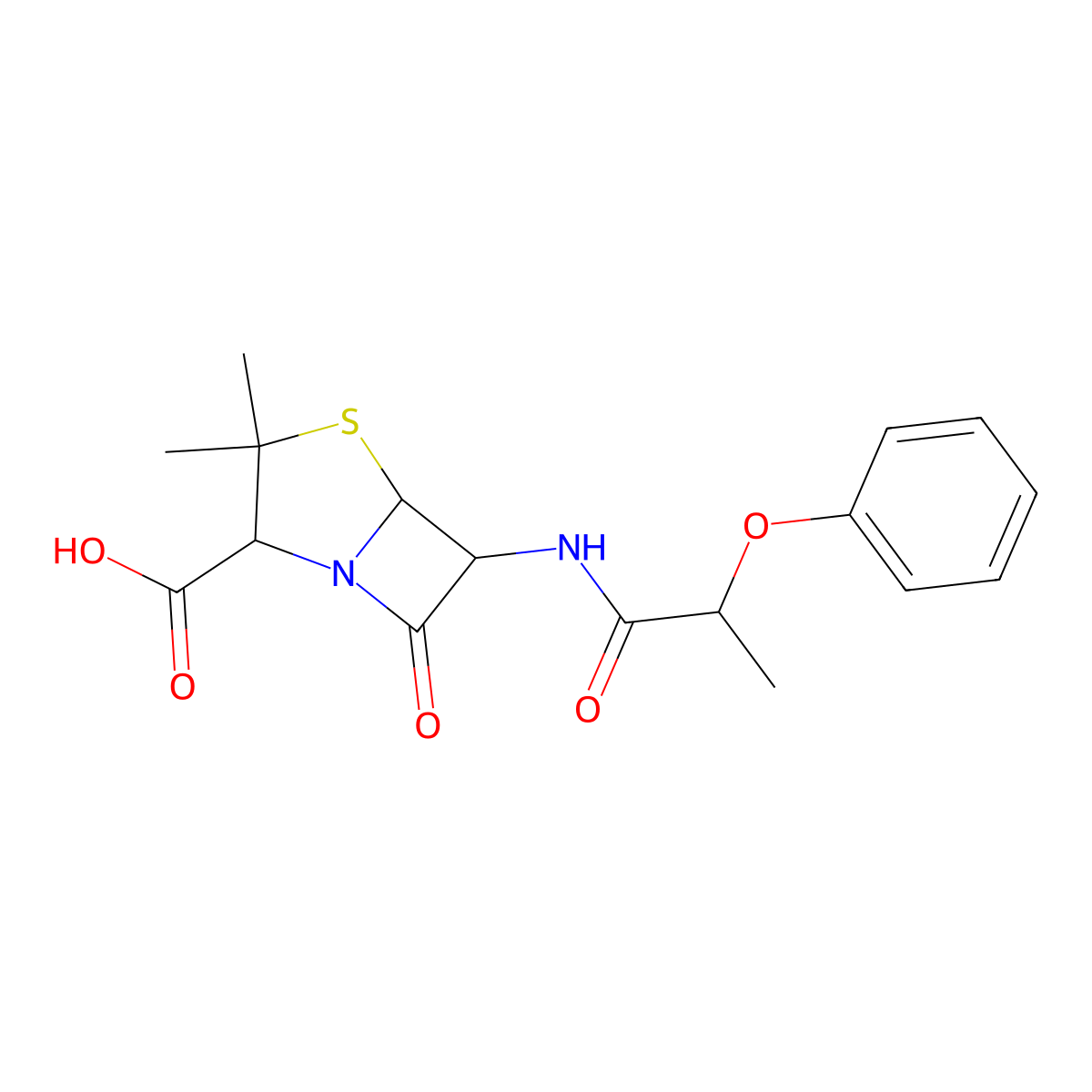 Phenethicillin molecular structure, CAS 147-55-7