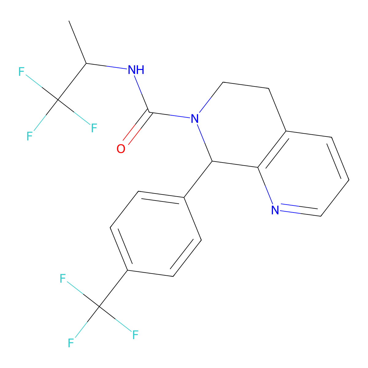 ((R)-8-(4-(trifluoromethyl)phenyl)-N-((S)-1,1,1-trifluoropropan-2-yl)-5,6-dihydro-1,7-naphthyridine- molecular structure, CAS 1470018-52-0