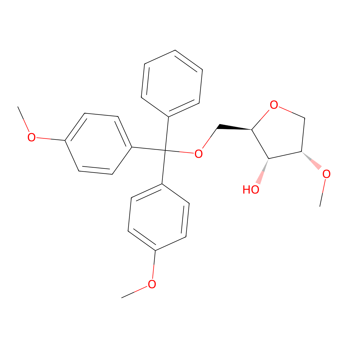 (2R,3S,4S)-2-((bis(4-methoxyphenyl)(phenyl)methoxy)methyl)-4-methoxytetrahydrofuran-3-ol molecular structure, CAS 1470023-71-2