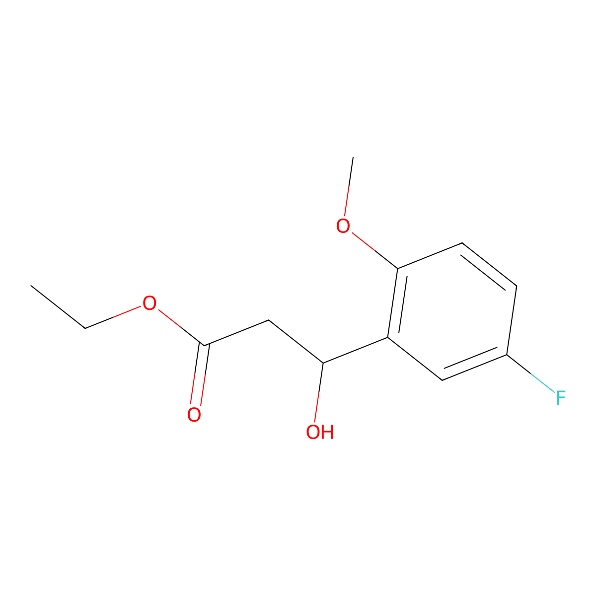 Ethyl 3-(5-fluoro-2-methoxyphenyl)-3-hydroxypropanoate molecular structure, CAS 1470027-97-4