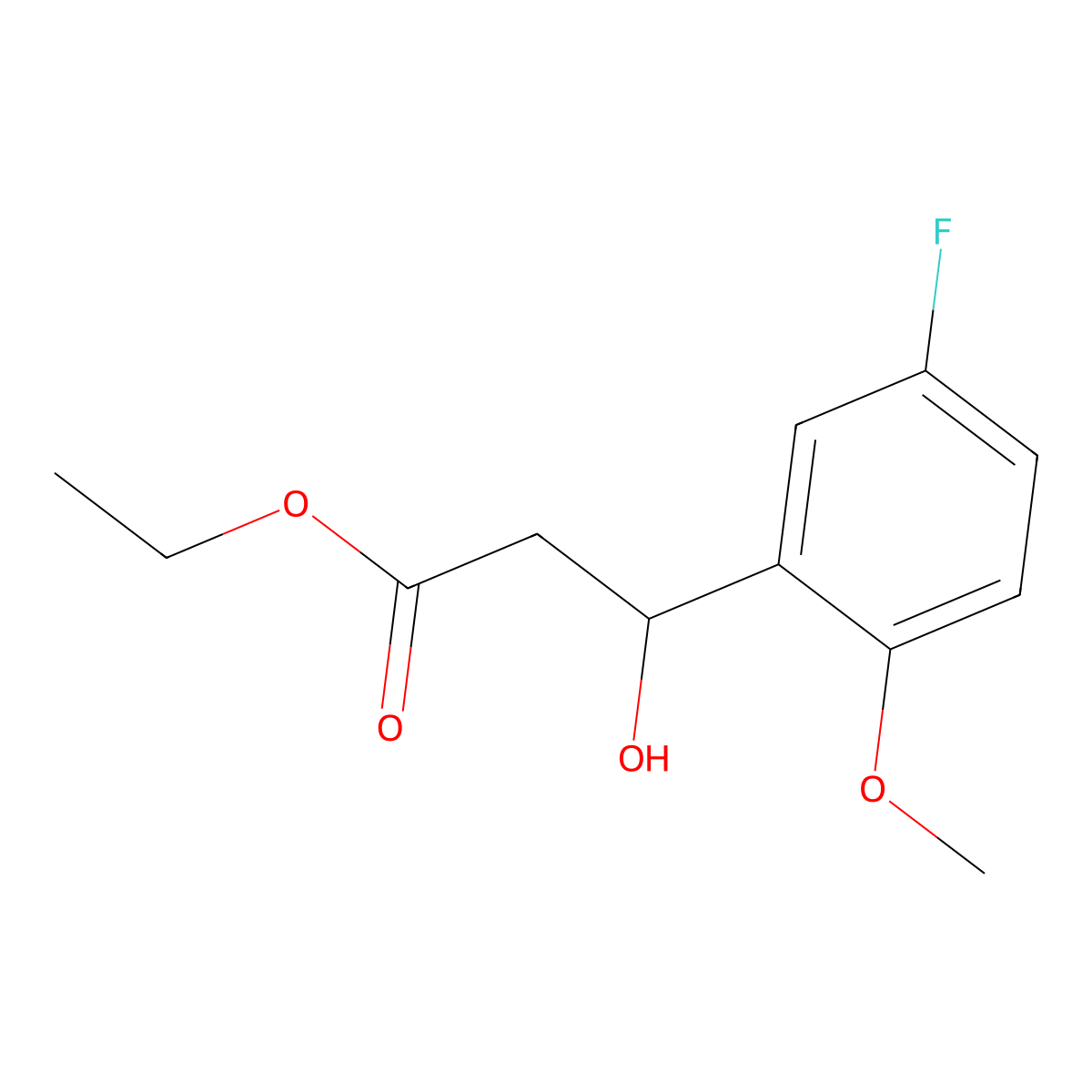Ethyl 3-(5-fluoro-2-methoxyphenyl)-3-hydroxypropanoate molecular structure, CAS 1470027-97-4