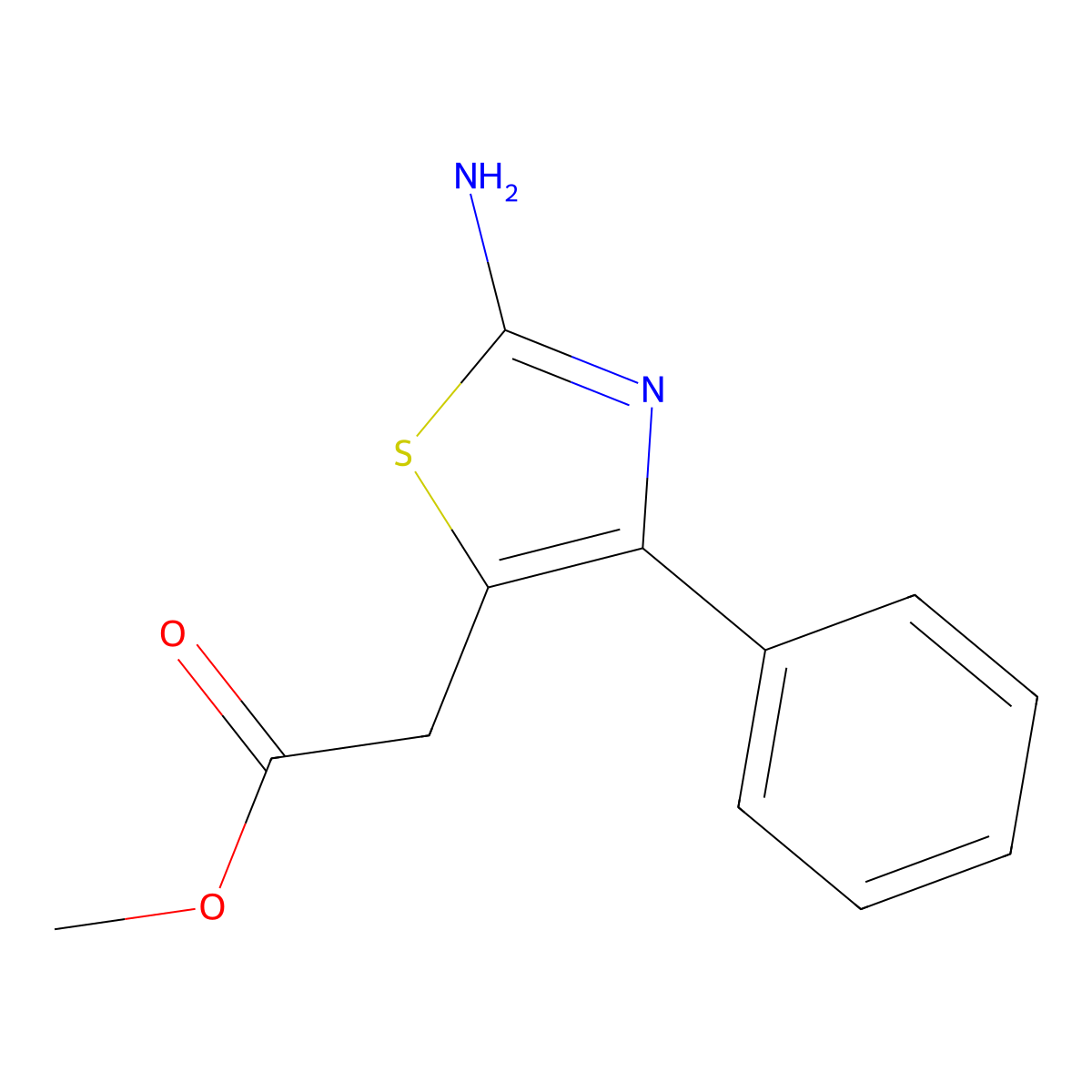 Methyl 2-(2-amino-4-phenyl-1,3-thiazol-5-yl)acetate molecular structure, CAS 147003-46-1