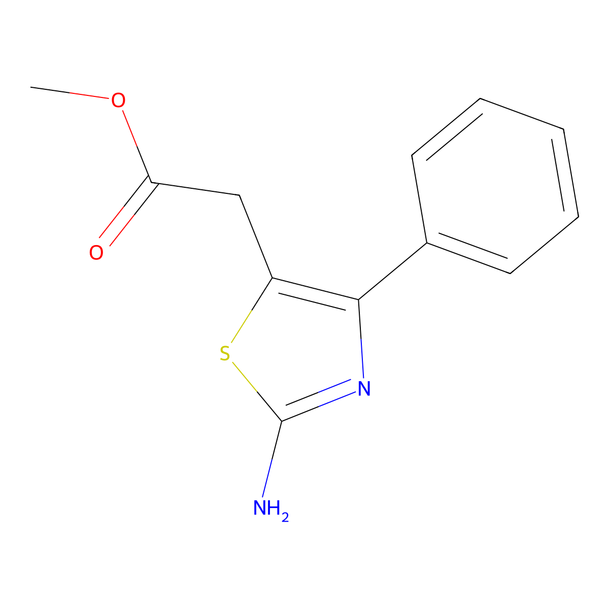 Methyl 2-(2-amino-4-phenyl-1,3-thiazol-5-yl)acetate molecular structure, CAS 147003-46-1