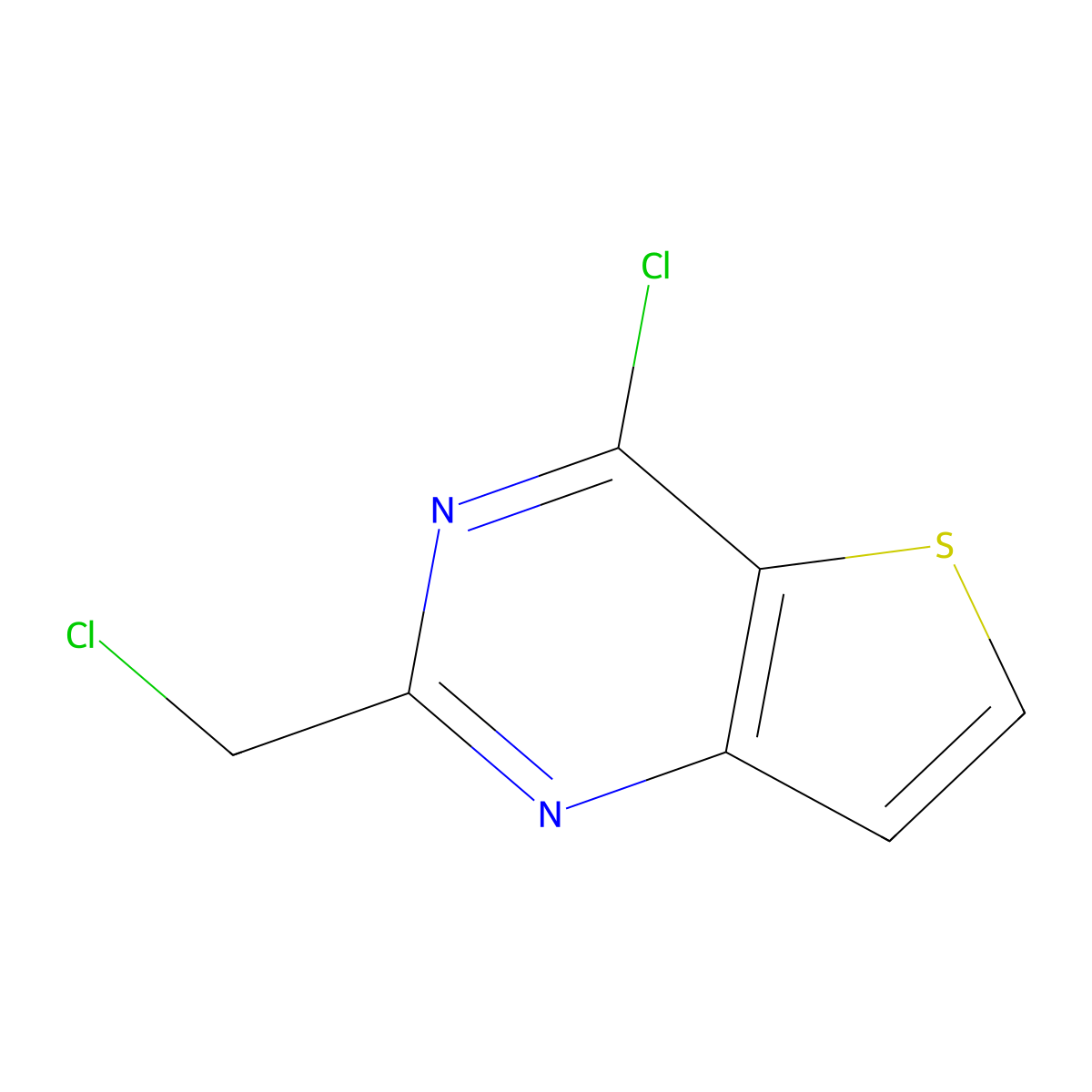 4-Chloro-2-(chloromethyl)thieno(3,2-d)pyrimidine molecular structure, CAS 147005-92-3