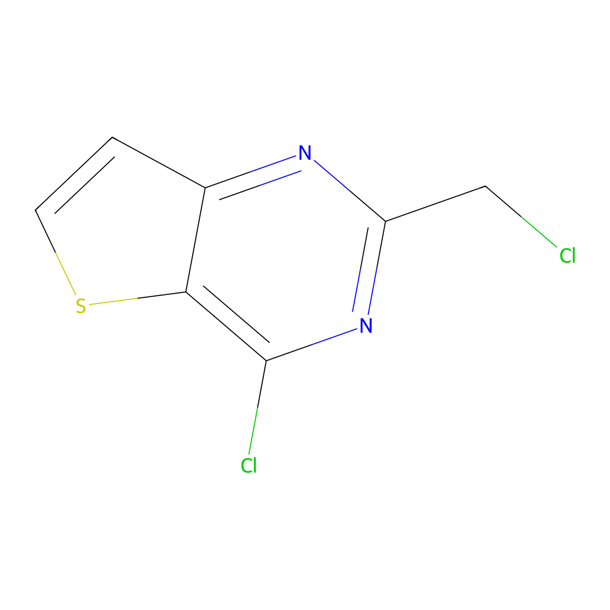 4-Chloro-2-(chloromethyl)thieno(3,2-d)pyrimidine molecular structure, CAS 147005-92-3