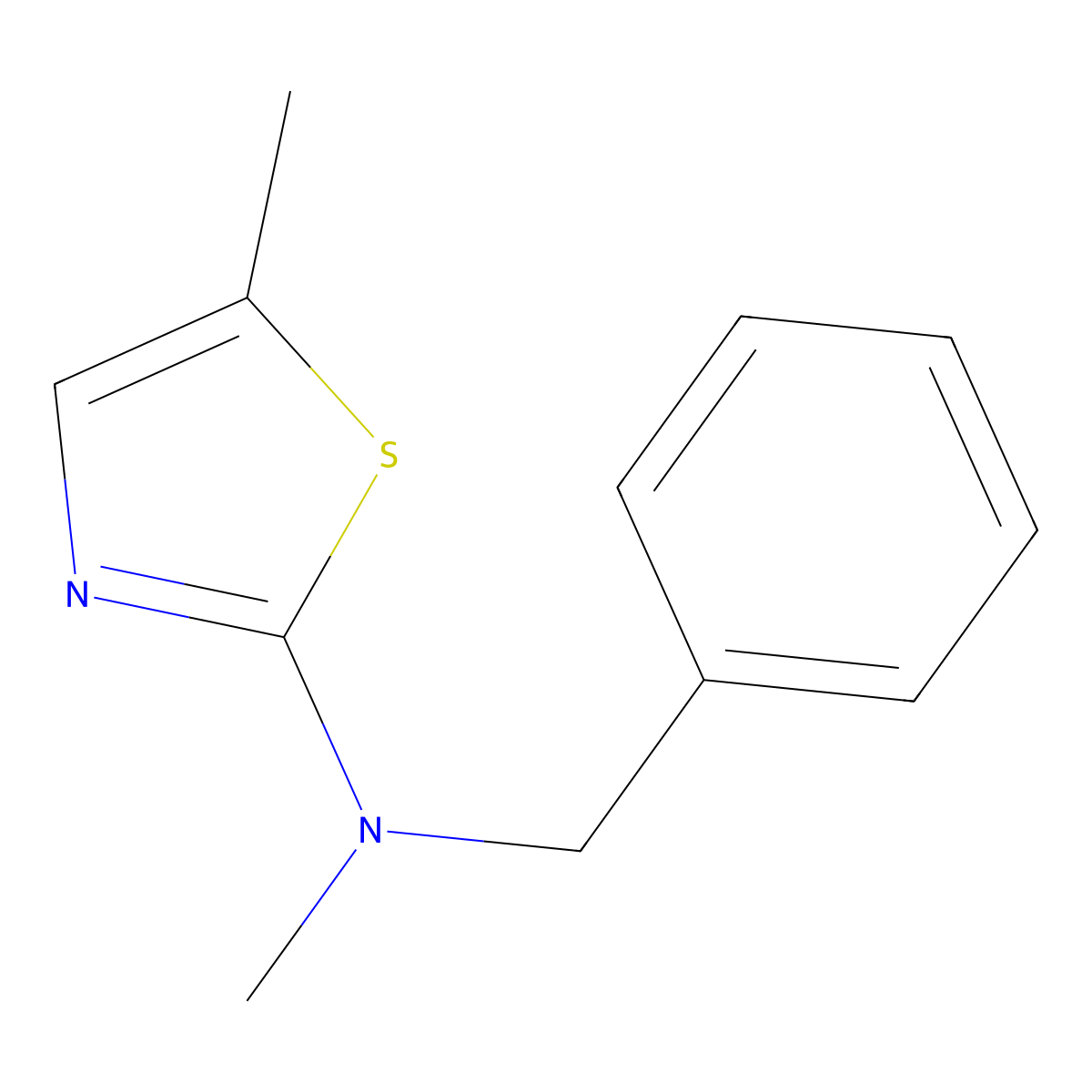 N-benzyl-N,5-dimethyl-1,3-thiazol-2-amine molecular structure, CAS 1470065-39-4