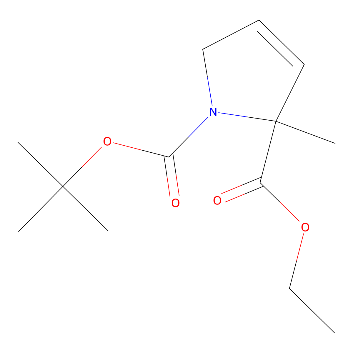 1-tert-butyl2-ethyl2-methyl-2,5-dihydro-1H-pyrrole-1,2-dicarboxylate molecular structure, CAS 1470069-80-7