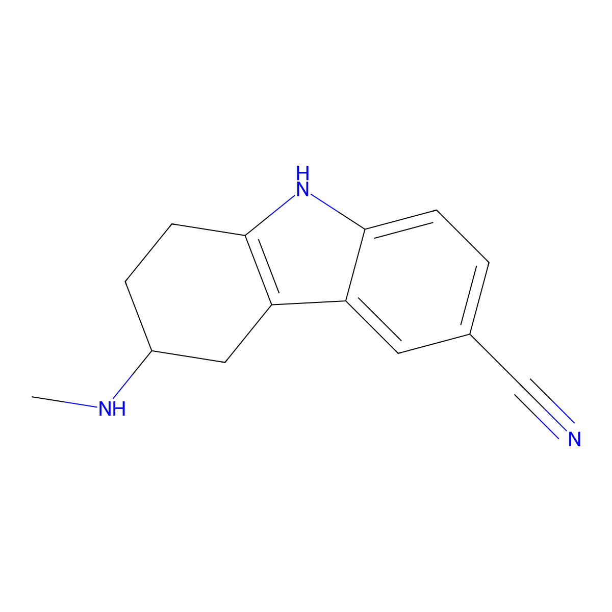 3-(Methylamino)-2,3,4,9-tetrahydro-1H-carbazole-6-carbonitrile molecular structure, CAS 147009-33-4