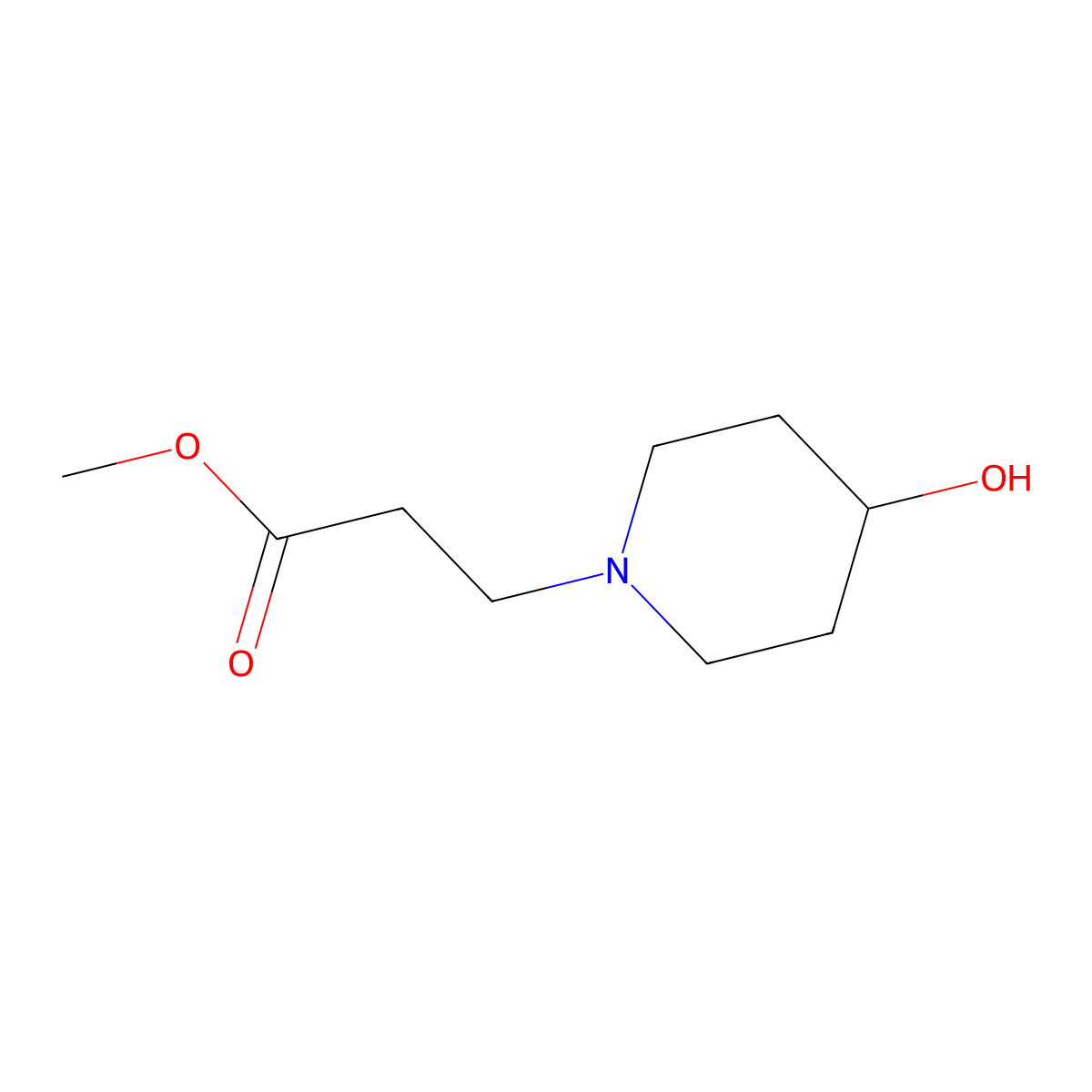 Methyl 3-(4-hydroxypiperidin-1-yl)propanoate molecular structure, CAS 147023-16-3