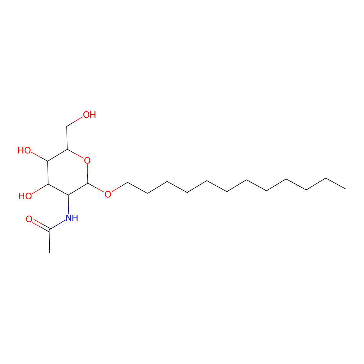 N-(2-Dodecyloxy-4,5-dihydroxy-6-hydroxymethyl-tetrahydro-pyran-3-yl)-acetamide molecular structure, CAS 147025-06-7