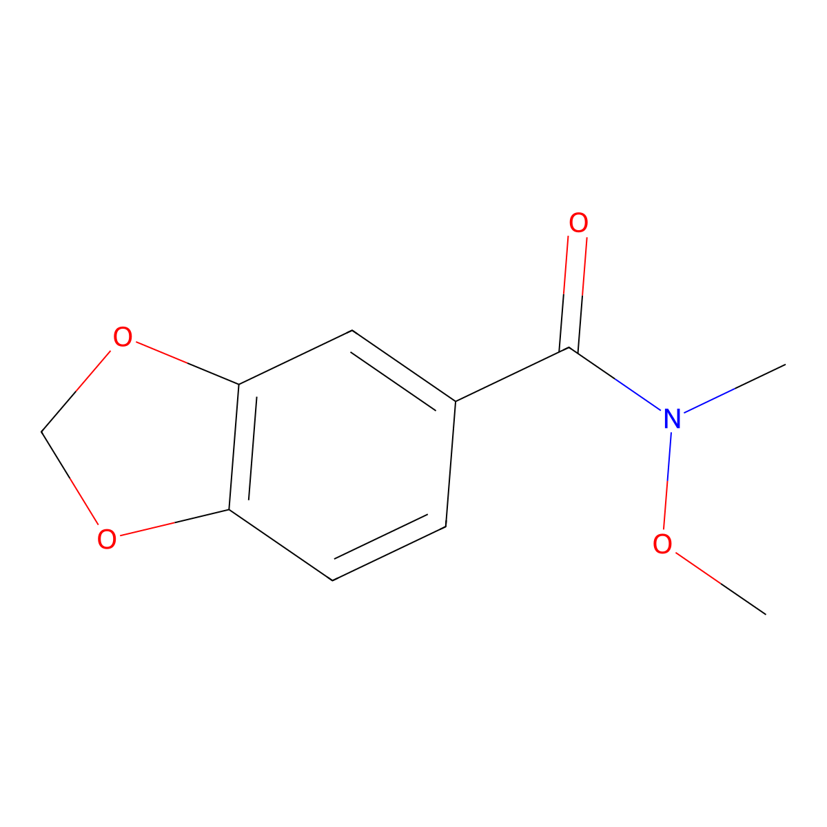 N-methoxy-N-methylbenzo[d][1,3]dioxole-5-carboxamide molecular structure, CAS 147030-72-6