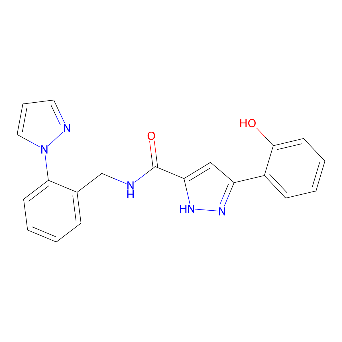 N-[2-(1-Pyrazolyl)benzyl]-5-(2-hydroxyphenyl)-1H-pyrazole-3-carboxamide molecular structure, CAS 1470368-88-7