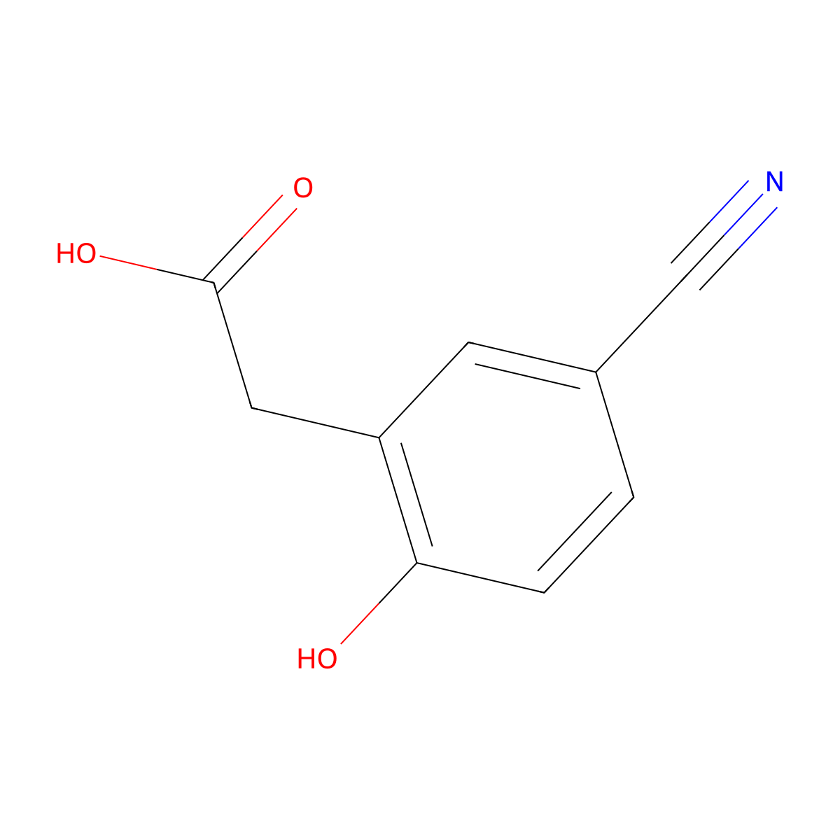 2-(5-Cyano-2-hydroxyphenyl)acetic acid molecular structure, CAS 147044-60-8
