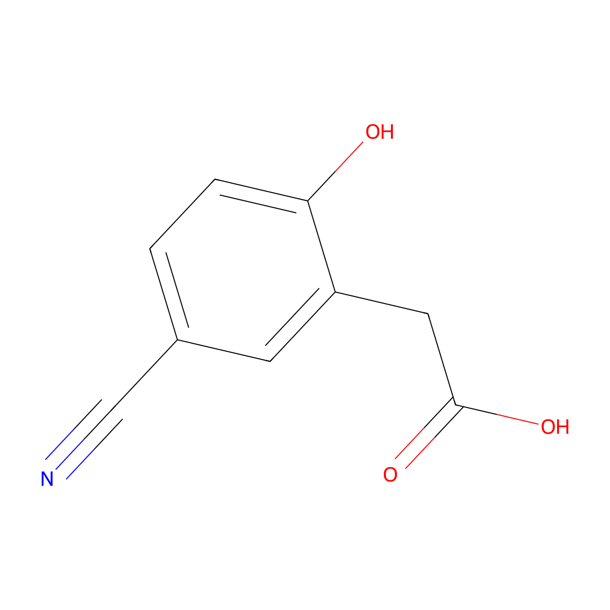 2-(5-Cyano-2-hydroxyphenyl)acetic acid molecular structure, CAS 147044-60-8