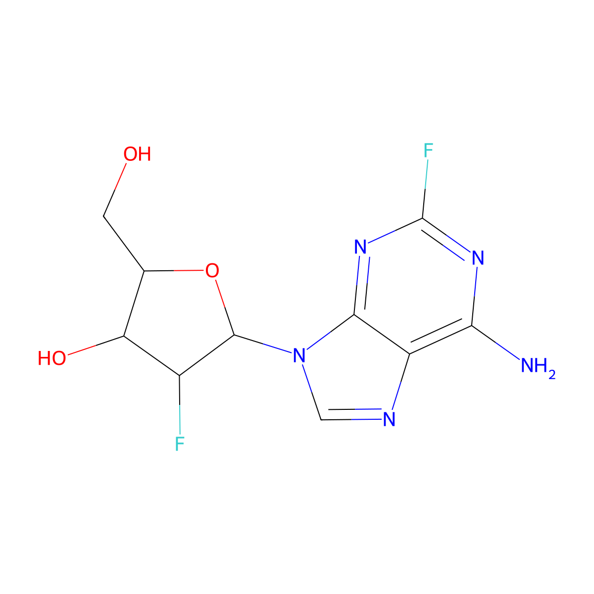 9-(2'-Deoxy-2'-fluoro-b-D-ribofuranosyl)-2-fluoroadenine molecular structure, CAS 147048-53-1
