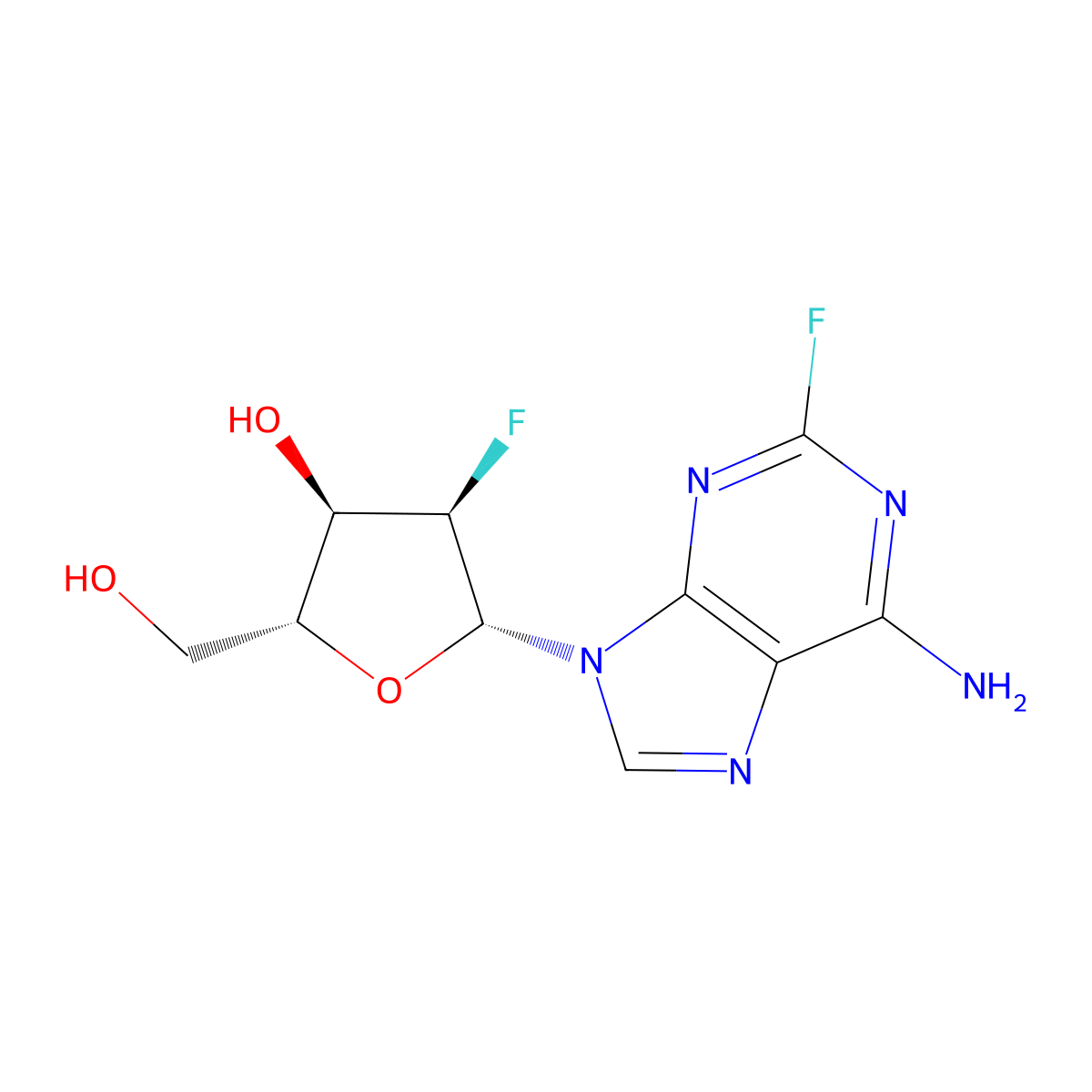 9-(2'-Deoxy-2'-fluoro-b-D-ribofuranosyl)-2-fluoroadenine molecular structure, CAS 147048-53-1
