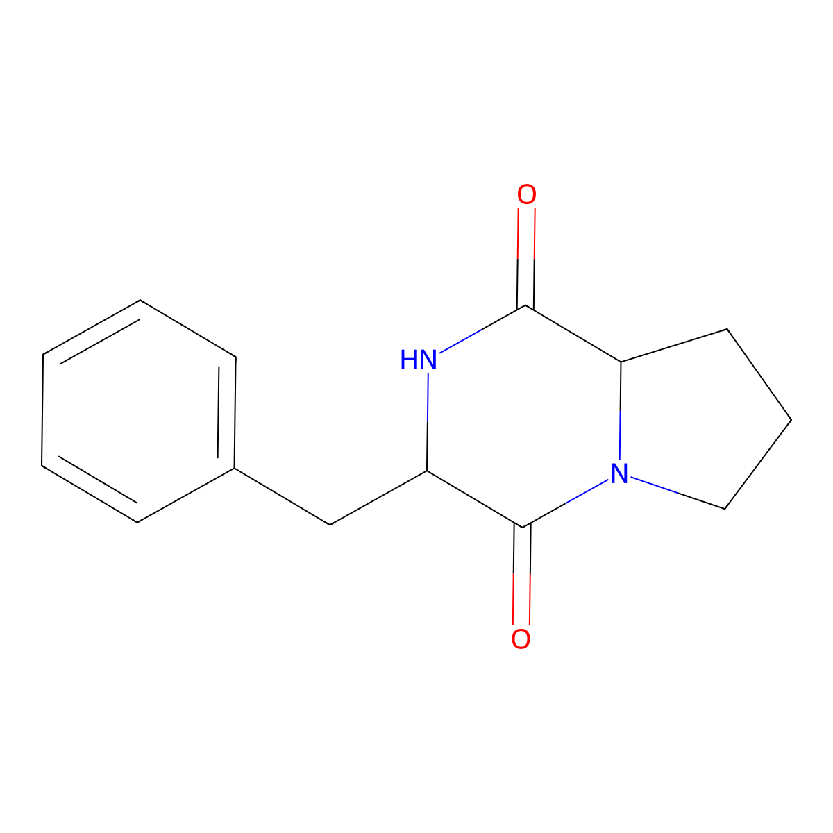 (3S-trans)-3-benzylhexahydropyrrolo(1,2-a)pyrazine-1,4-dione molecular structure, CAS 14705-60-3