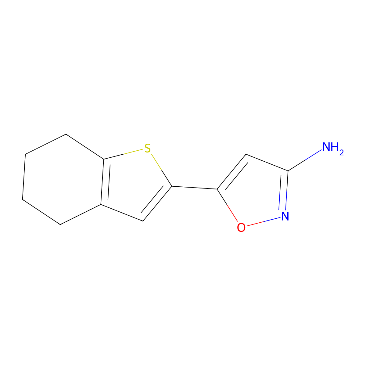 5-(4,5,6,7-Tetrahydrobenzo[b]thiophen-2-yl)isoxazol-3-amine molecular structure, CAS 1470521-72-2