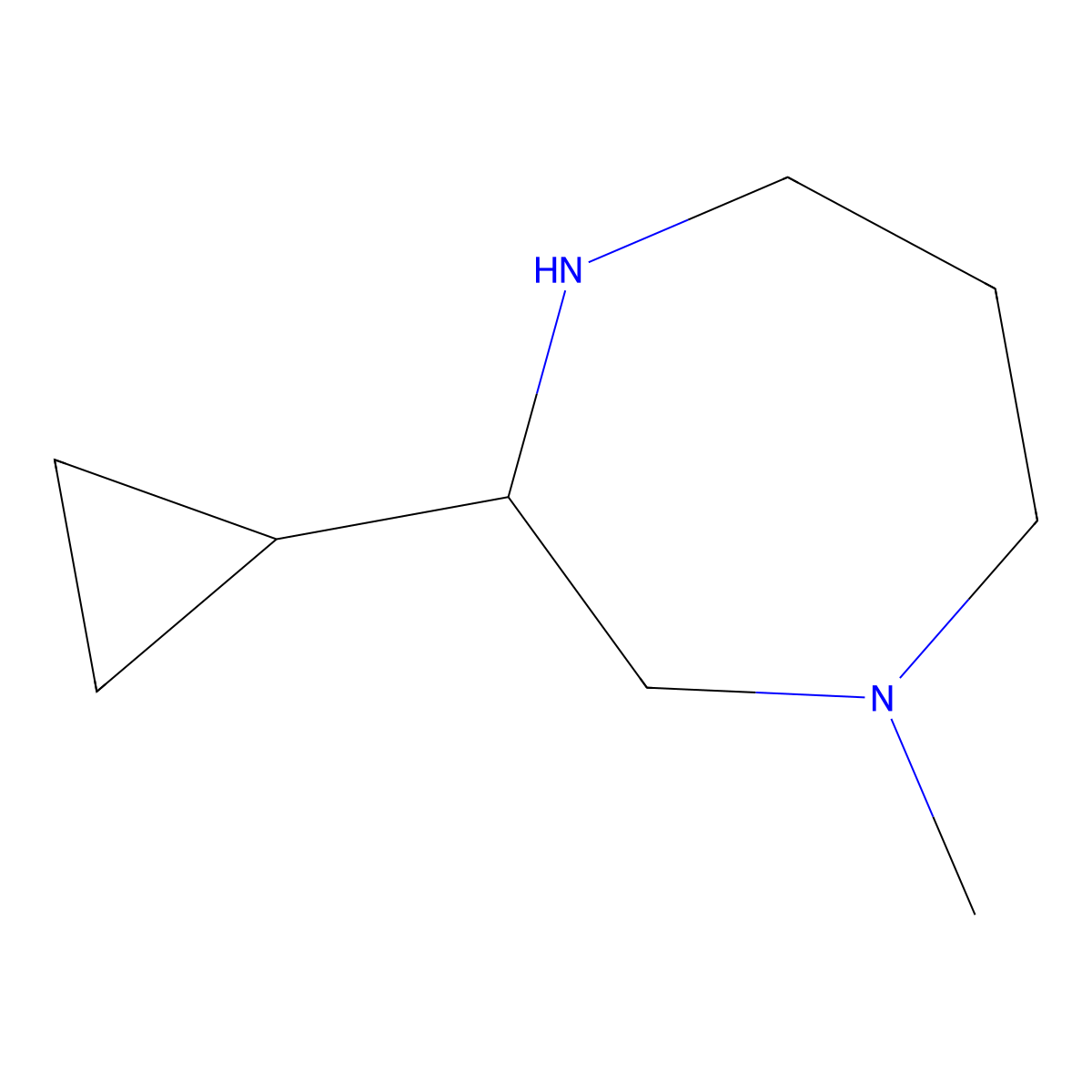 3-Cyclopropyl-1-methyl-1,4-diazepane molecular structure, CAS 1470522-50-9