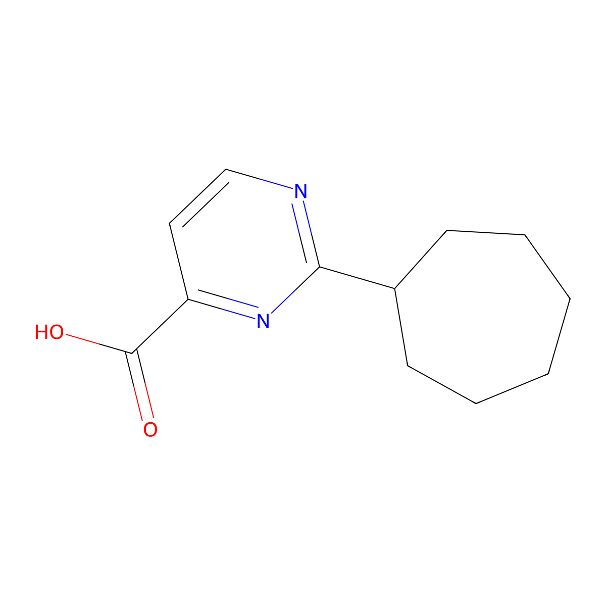 2-Cycloheptylpyrimidine-4-carboxylic acid molecular structure, CAS 1470574-03-8