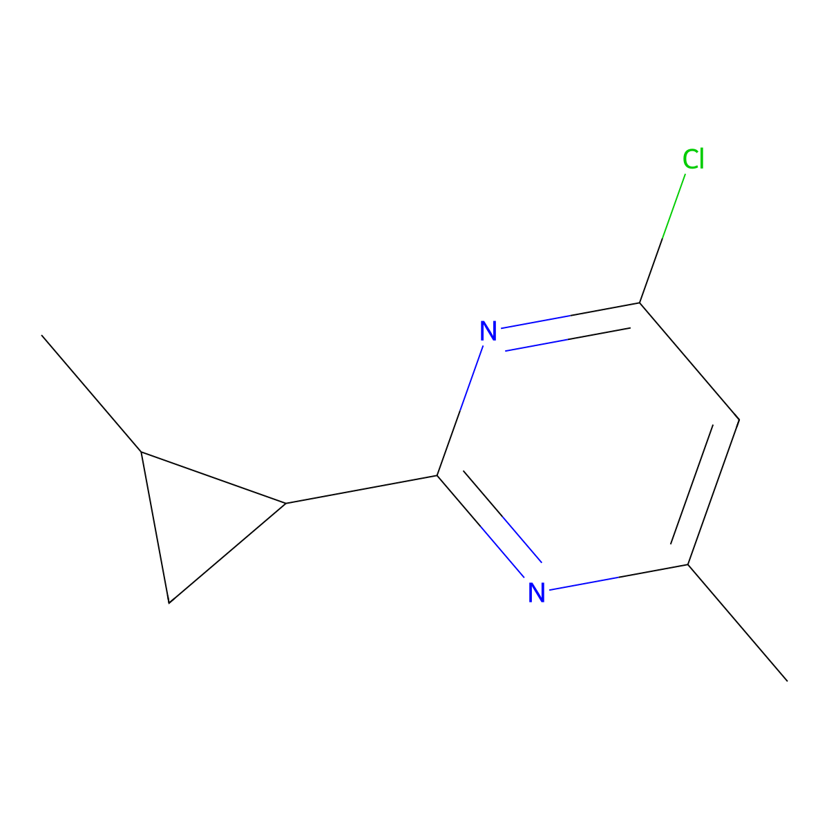 4-Chloro-6-methyl-2-(2-methylcyclopropyl)pyrimidine molecular structure, CAS 1470579-40-8