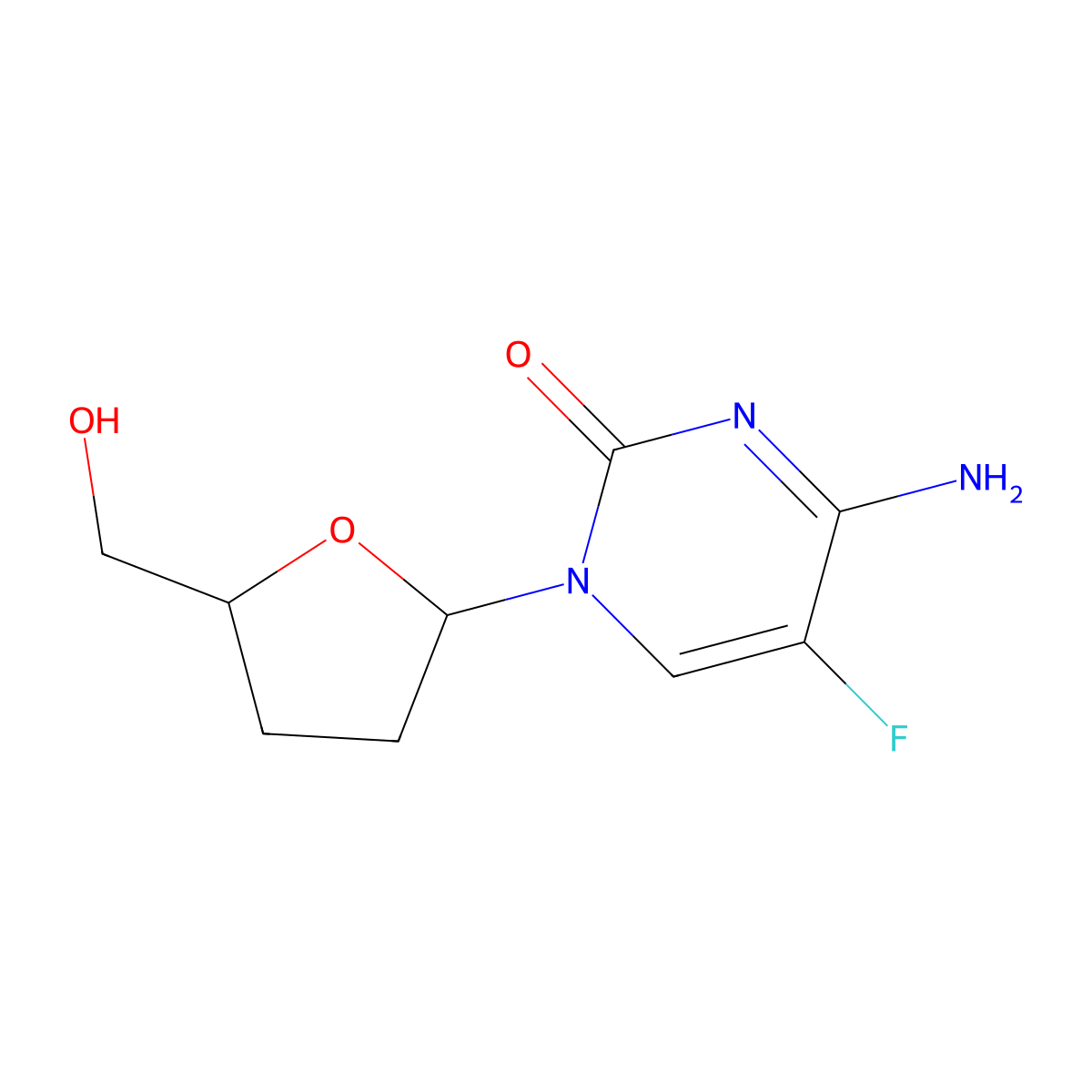 2',3'-Dideoxy-beta-5-fluorocytidine molecular structure, CAS 147058-39-7