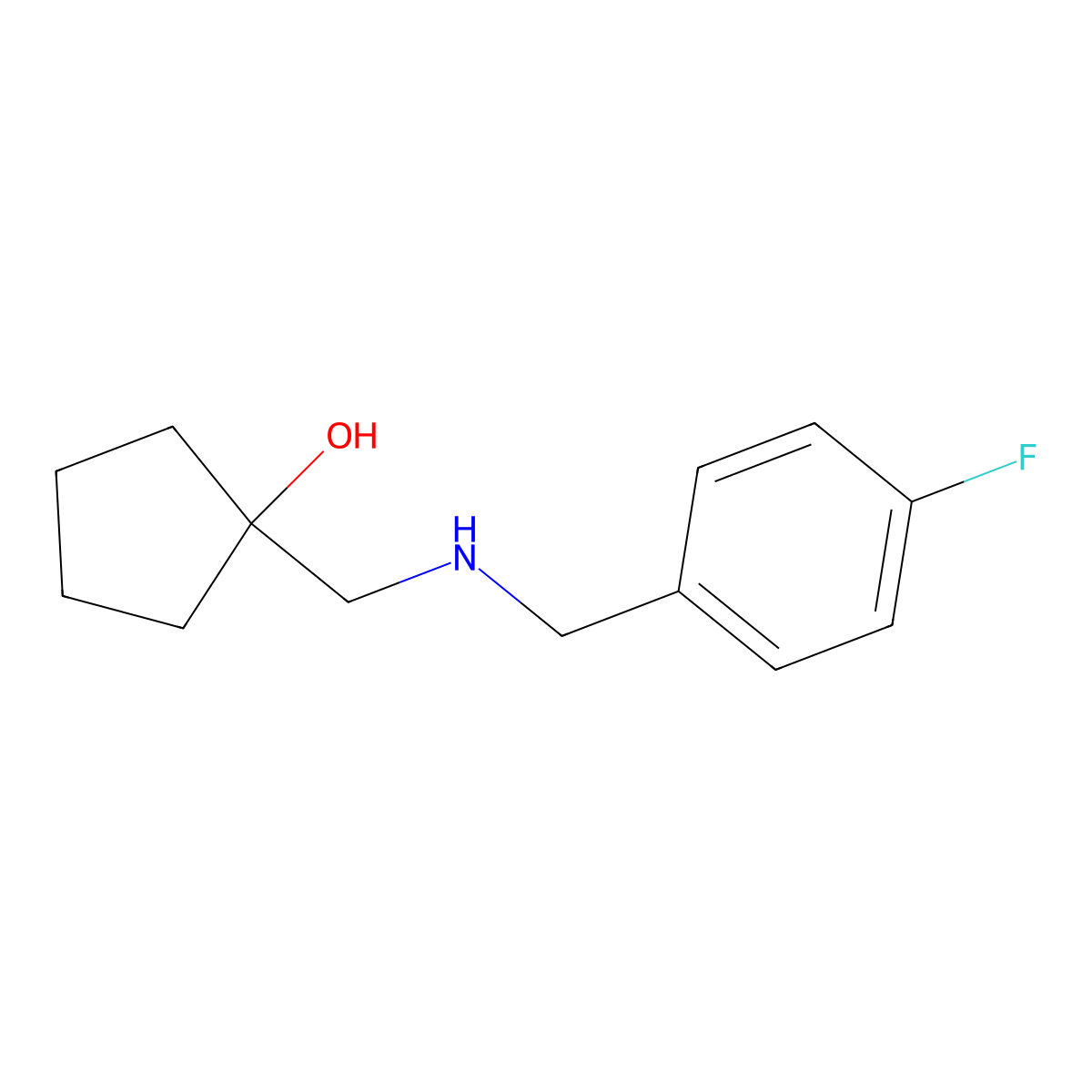 1-(((4-Fluorobenzyl)amino)methyl)cyclopentan-1-ol molecular structure, CAS 1470588-45-4