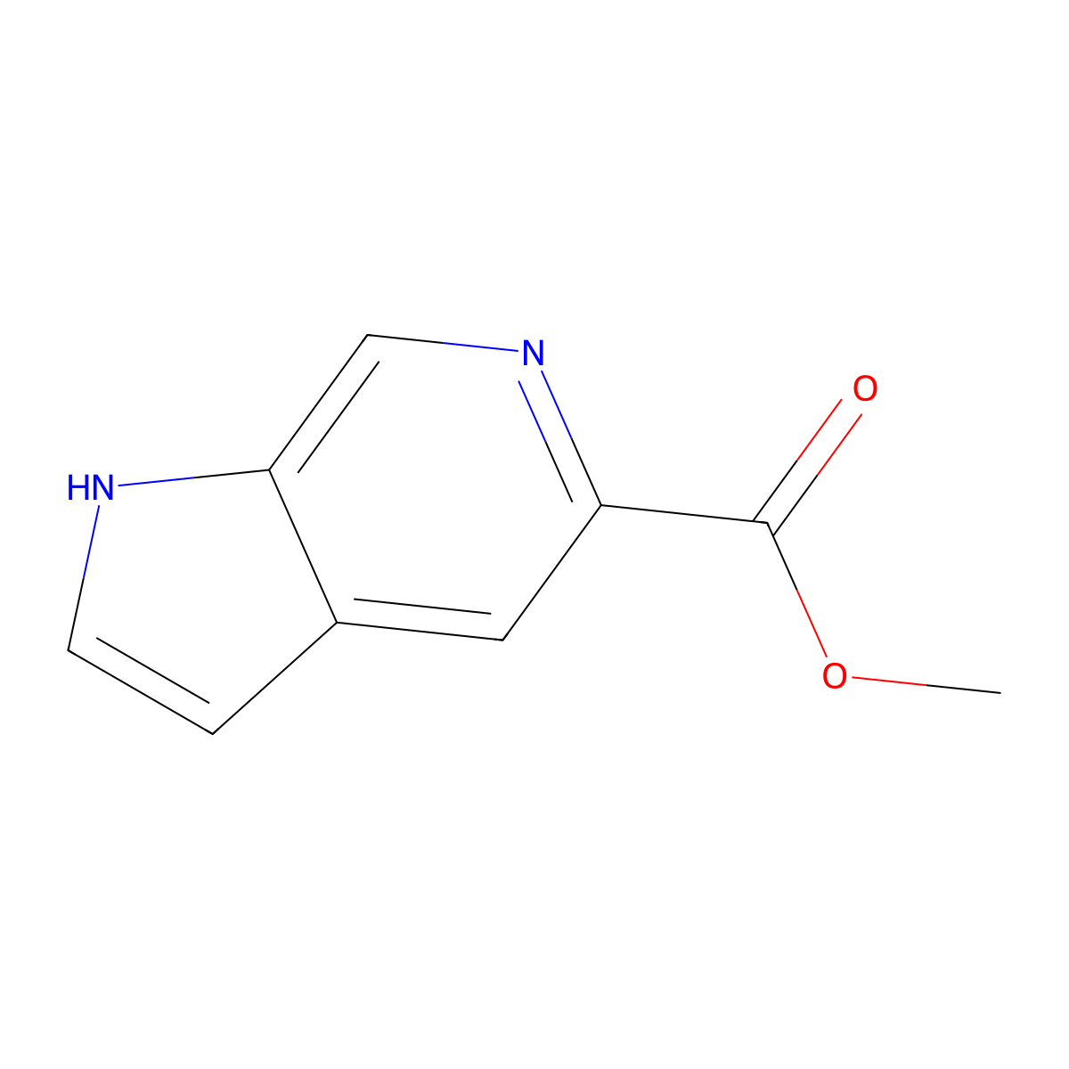 Methyl 1H-pyrrolo[2,3-c]pyridine-5-carboxylate molecular structure, CAS 147071-00-9