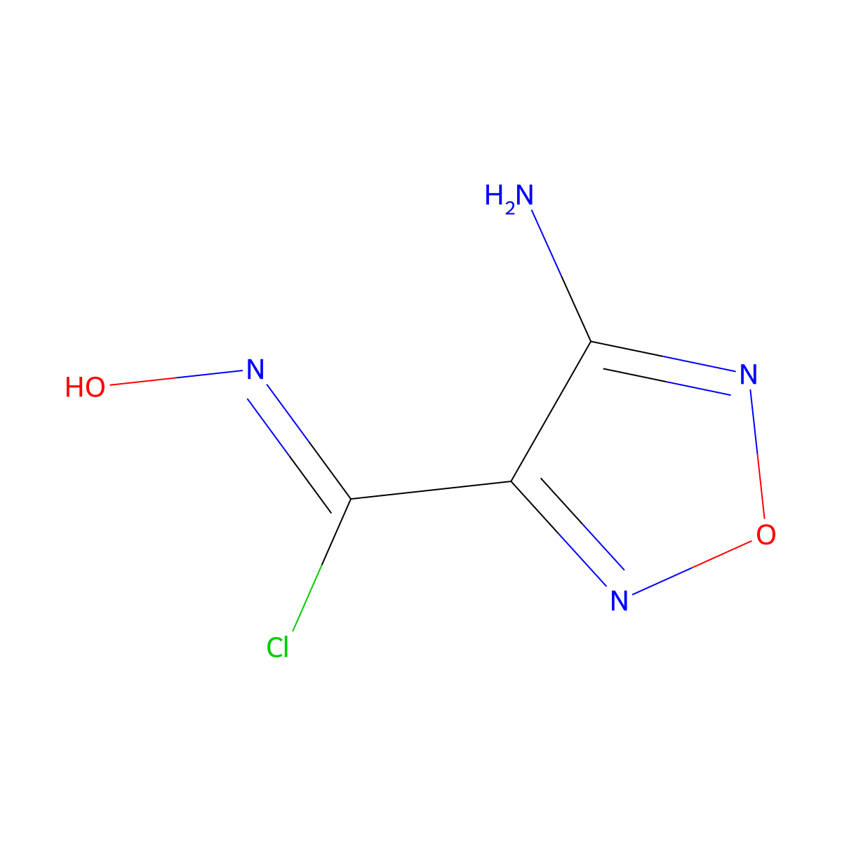 1,2,5-Oxadiazole-3-carboximidoyl chloride, 4-amino-N-hydroxy- molecular structure, CAS 147085-13-0