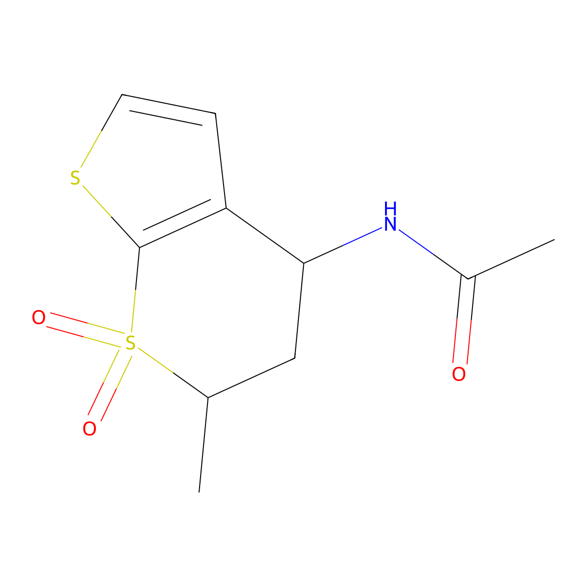 Acetamide, N-(5,6-dihydro-6-methyl-7,7-dioxido-4H-thieno[2,3-b]thiopyran-4-yl)-, (4S-trans)- molecular structure, CAS 147086-83-7