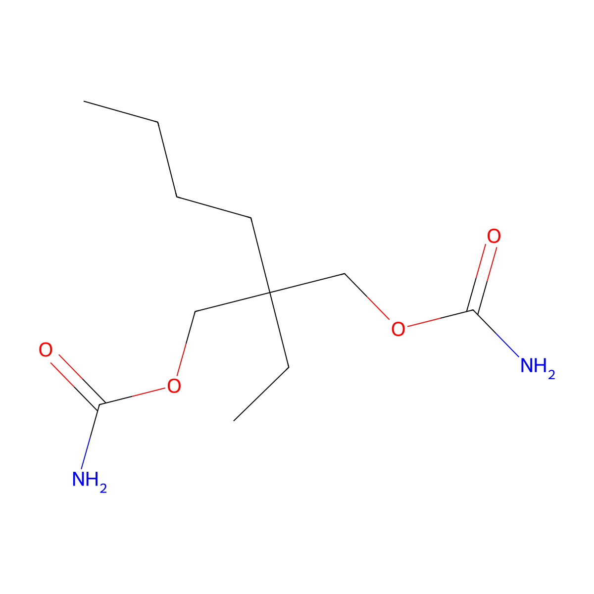 1,3-Propanediol, 2-butyl-2-ethyl-, dicarbamate molecular structure, CAS 1471-51-8