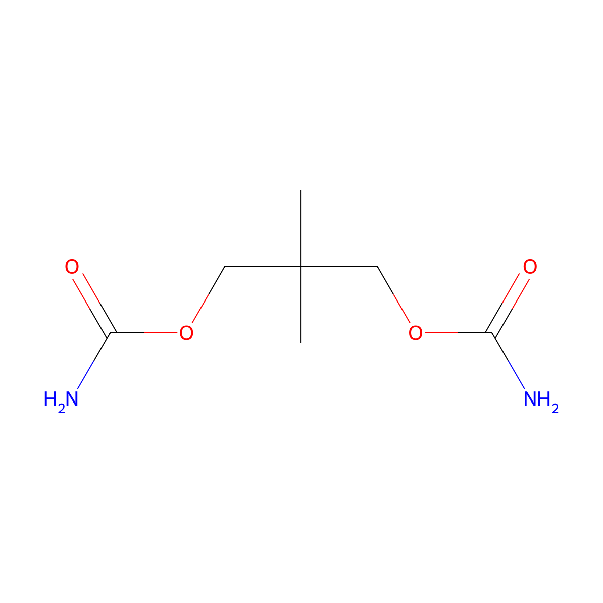 1,3-Propanediol, 2,2-dimethyl-, dicarbamate molecular structure, CAS 1471-52-9