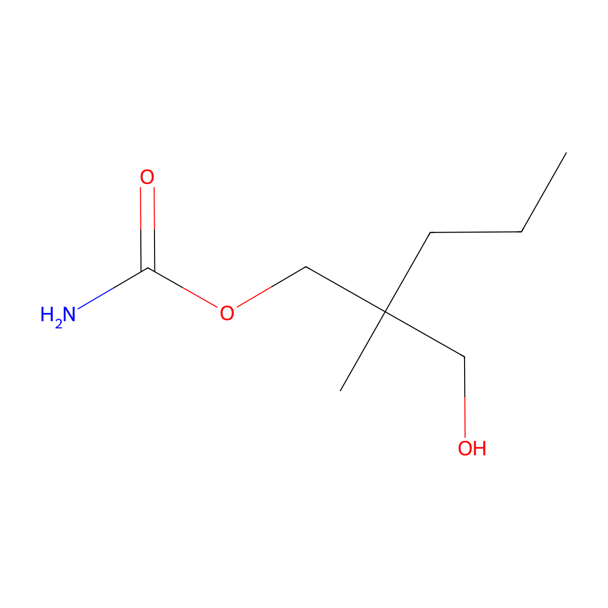 2-(Hydroxymethyl)-2-methylpentyl carbamate molecular structure, CAS 1471-56-3