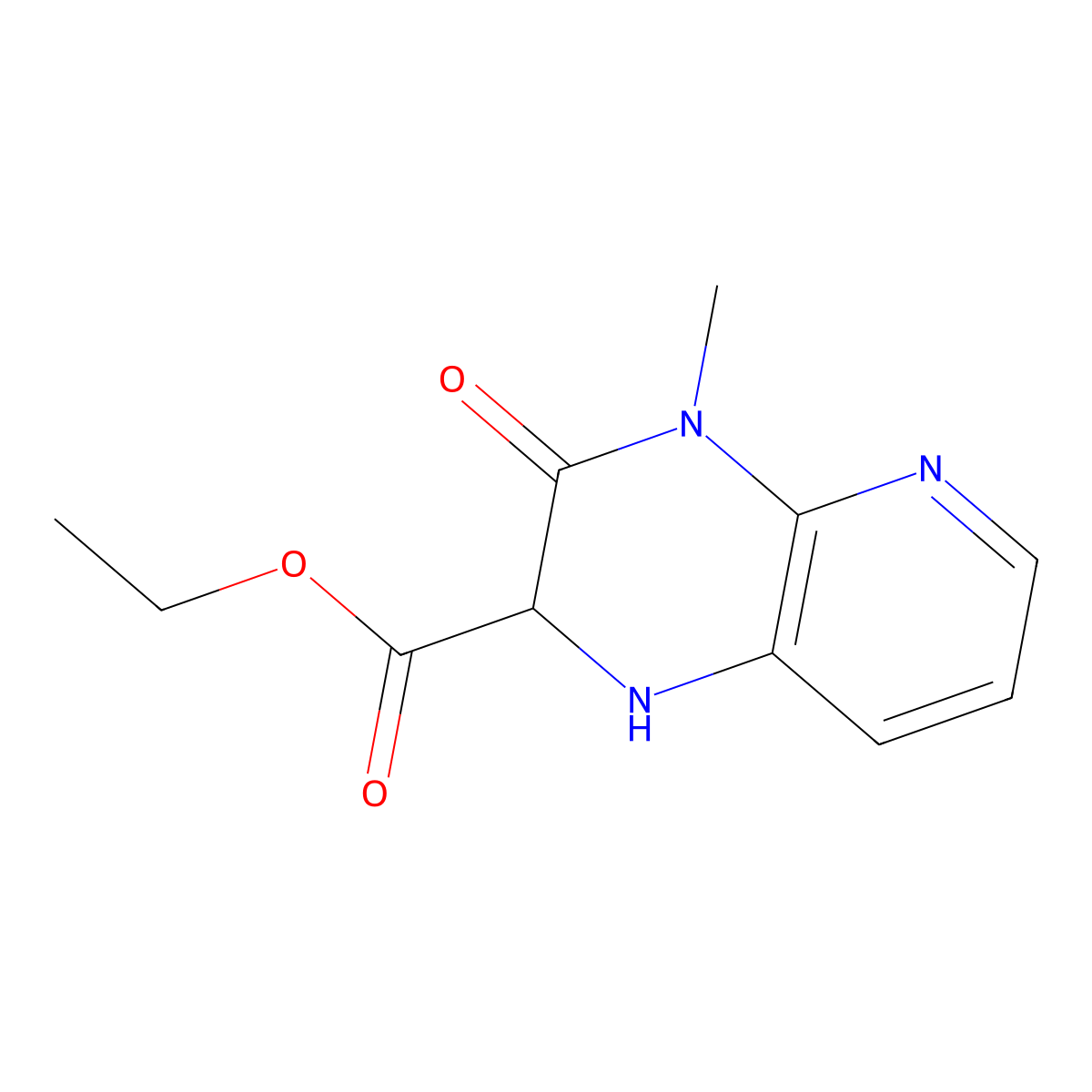 Ethyl 4-methyl-3-oxo-1,2,3,4-tetrahydropyrido[2,3-b]pyrazine-2-carboxylate molecular structure, CAS 1471-85-8