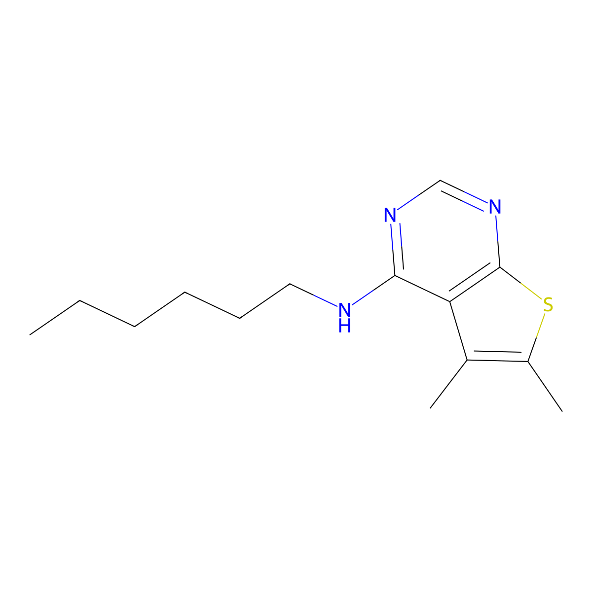 N-hexyl-5,6-dimethylthieno[2,3-d]pyrimidin-4-amine molecular structure, CAS 147115-17-1