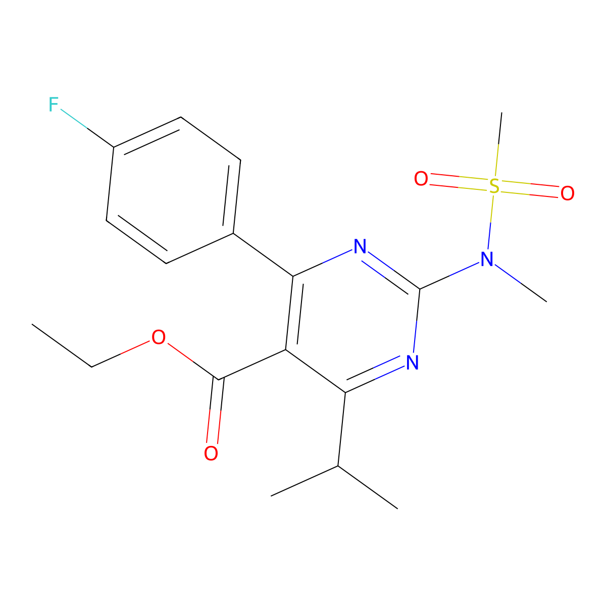 Ethyl 4-(4-fluorophenyl)-6-(1-methylethyl)-2-[methyl(methylsulfonyl)amino]-5-pyrimidinecarboxylate molecular structure, CAS 147118-30-7