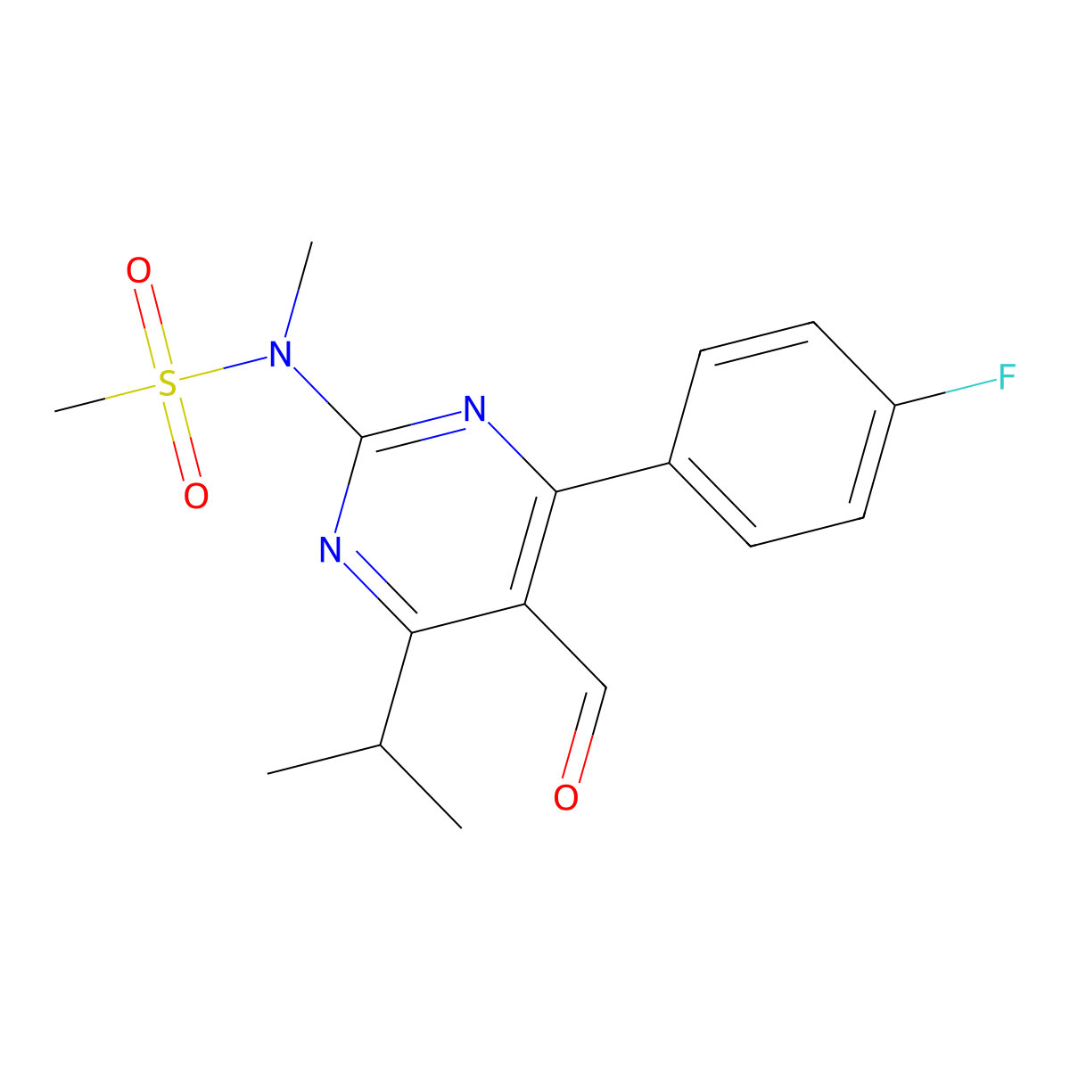 N-(4-(4-Fluorophenyl)-5-formyl-6-(1-methylethyl)-2-pyrimidinyl)-N-methylmethanesulfonamide molecular structure, CAS 147118-37-4