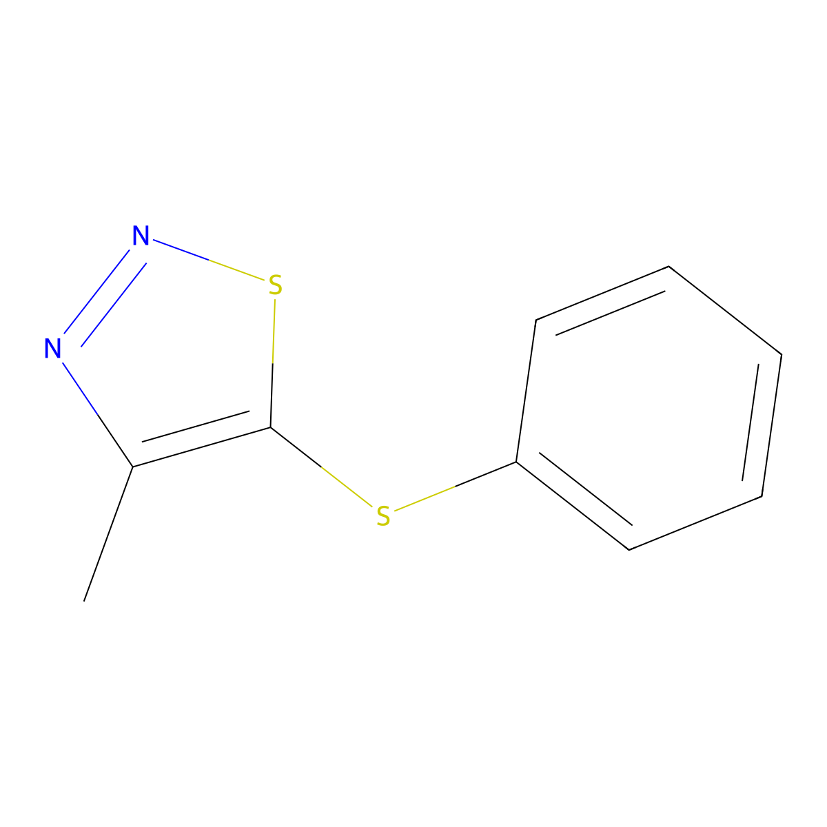 4-Methyl-5-(phenylsulfanyl)-1,2,3-thiadiazole molecular structure, CAS 147123-18-0
