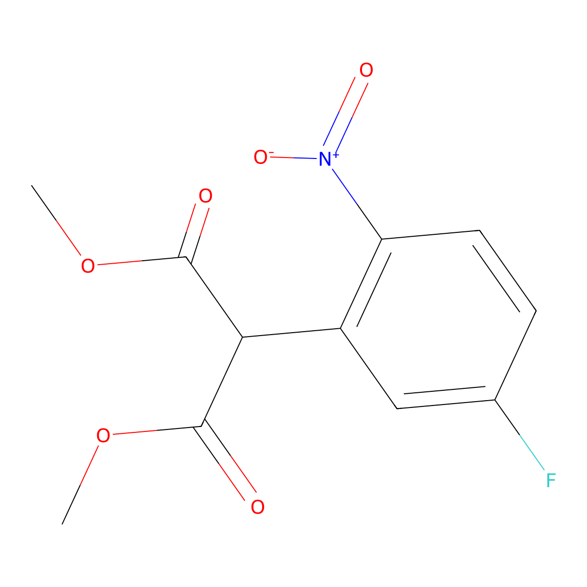 Dimethyl 2-(5-fluoro-2-nitrophenyl)malonate molecular structure, CAS 147124-34-3