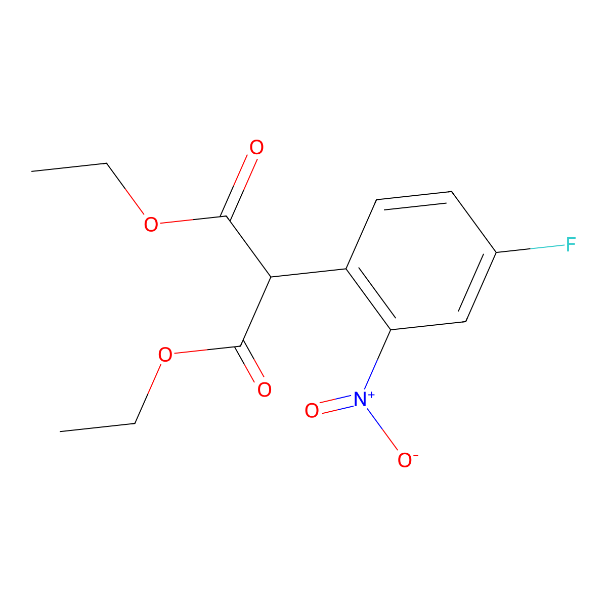 Diethyl 2-(4-fluoro-2-nitrophenyl)malonate molecular structure, CAS 147124-35-4