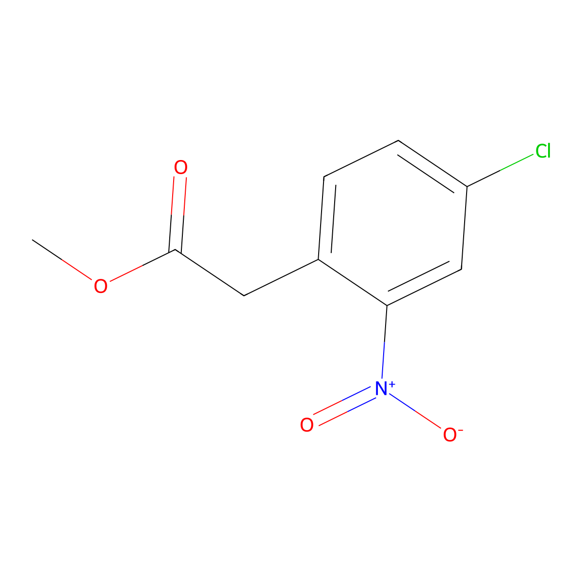 Methyl 2-(4-chloro-2-nitrophenyl)acetate molecular structure, CAS 147124-37-6