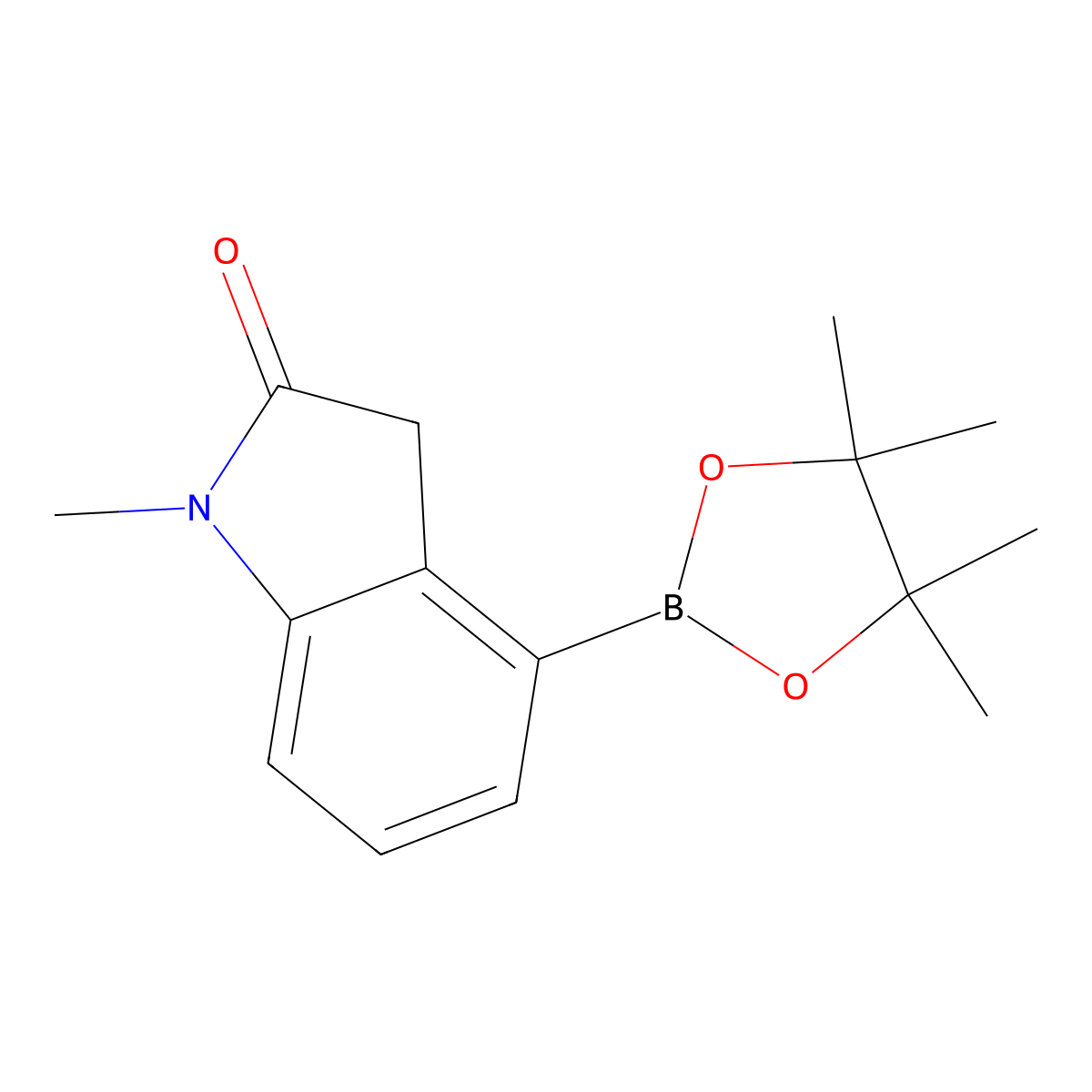 1-Methyl-4-(4,4,5,5-tetramethyl-1,3,2-dioxaborolan-2-YL)indolin-2-one molecular structure, CAS 1471258-32-8