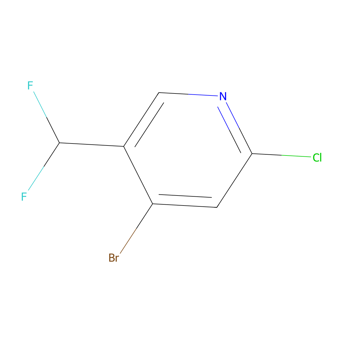 4-Bromo-2-chloro-5-(difluoromethyl)pyridine molecular structure, CAS 1471259-57-0