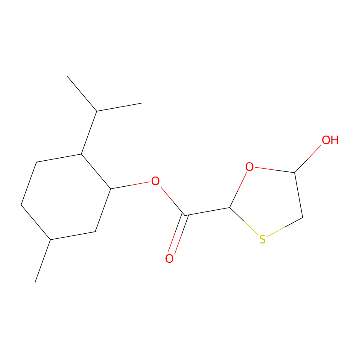 (1R,2S,5R)-2-Isopropyl-5-methylcyclohexyl (2R,5R)-5-hydroxy-1,3-oxathiolane-2-carboxylate molecular structure, CAS 147126-62-3