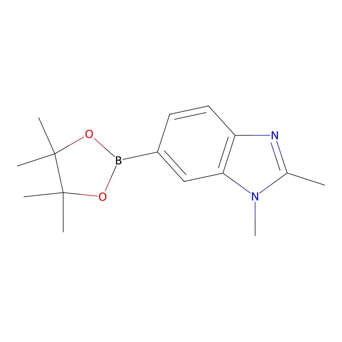 1,2-Dimethyl-6-(4,4,5,5-tetramethyl-1,3,2-dioxaborolan-2-YL)-1H-benzo[D]imidazole molecular structure, CAS 1471262-29-9